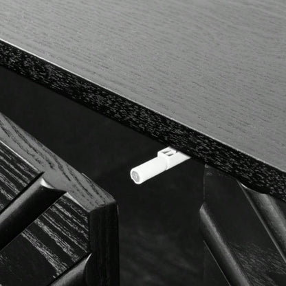 60.5 Buffet Cabinet with Storage, Farmhouse Fluted Sideboard with Geometric Pattern Adjustable Shelves, Mid Modern TV Stand Living Room Kitchen Dining Room Entryway, Black