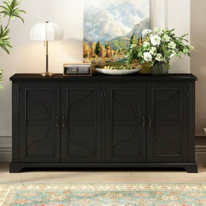 USTYLE American Country Style Wooden Sideboard with Pine Doors and, 4 Metal Handles, Hallway Entryway Living Room Dining Room