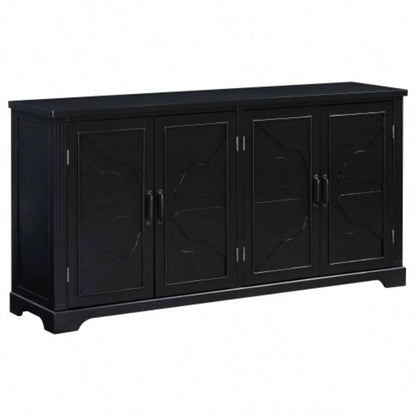 USTYLE American Country Style Wooden Sideboard with Pine Doors and, 4 Metal Handles, Hallway Entryway Living Room Dining Room