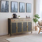 48 Wide 4 Doors Modern Sideboard with 3 Top Drawers, Freestanding Sideboard Storage Cabinet Entryway Floor Cabinet Living Room Office Bedroom