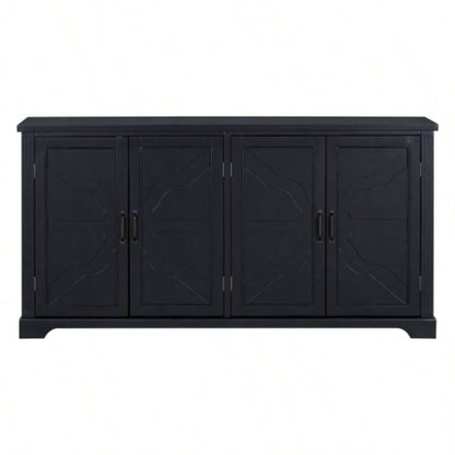 USTYLE American Country Style Wooden Sideboard with Pine Doors and, 4 Metal Handles, Hallway Entryway Living Room Dining Room