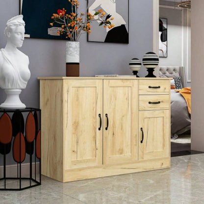 Modern Wood Buffet Sideboard with 2 doors1 Storage and 2drawers - Entryway Serving Storage Cabinet Doors - Dining Room Console, 43.3 Inch, Oak
