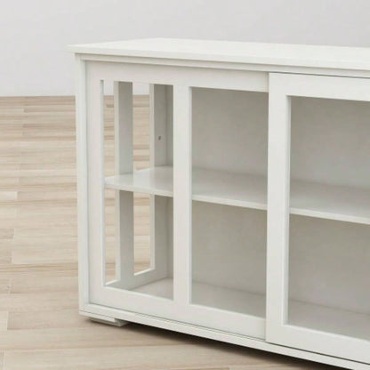 Kitchen Storage Stand Cupboard With Glass Door - White