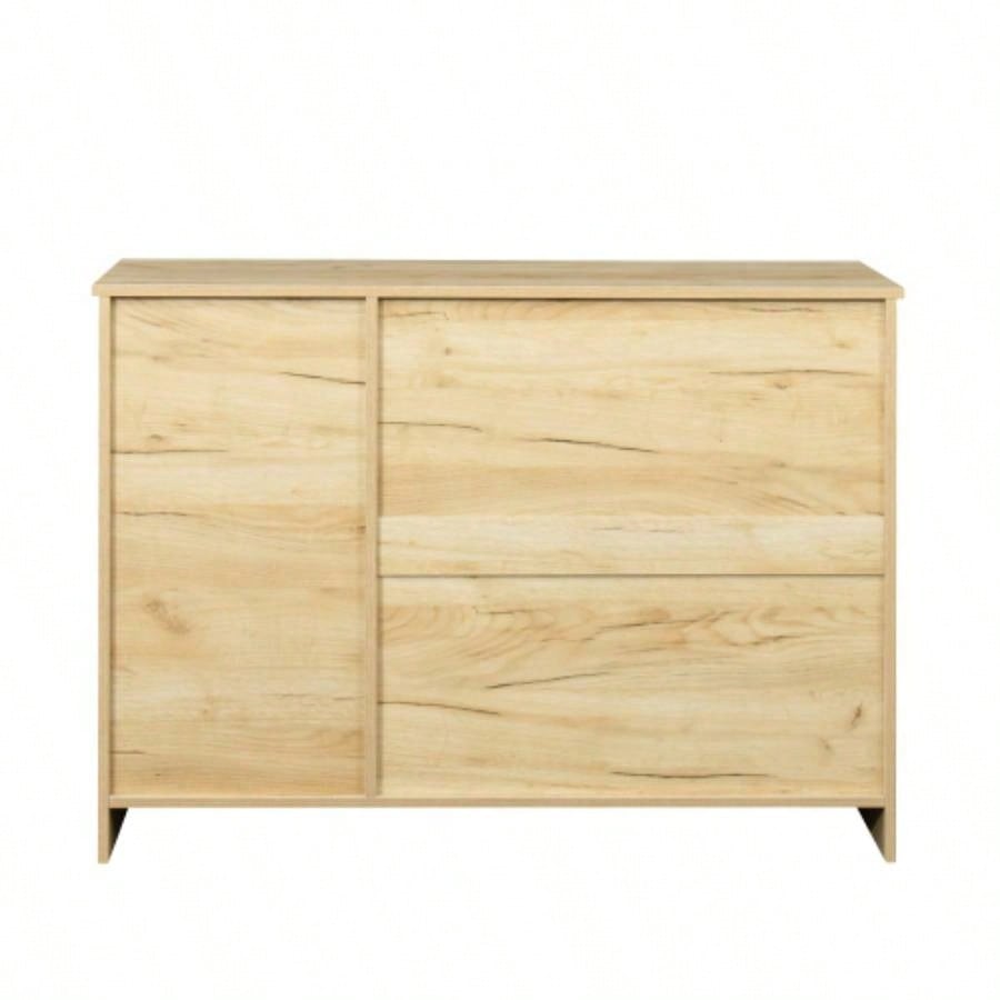 Modern Wood Buffet Sideboard with 2 doors1 Storage and 2drawers - Entryway Serving Storage Cabinet Doors - Dining Room Console, 43.3 Inch, Oak