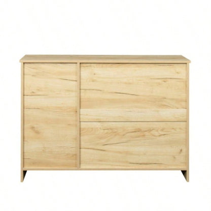 Modern Wood Buffet Sideboard with 2 doors1 Storage and 2drawers - Entryway Serving Storage Cabinet Doors - Dining Room Console, 43.3 Inch, Oak