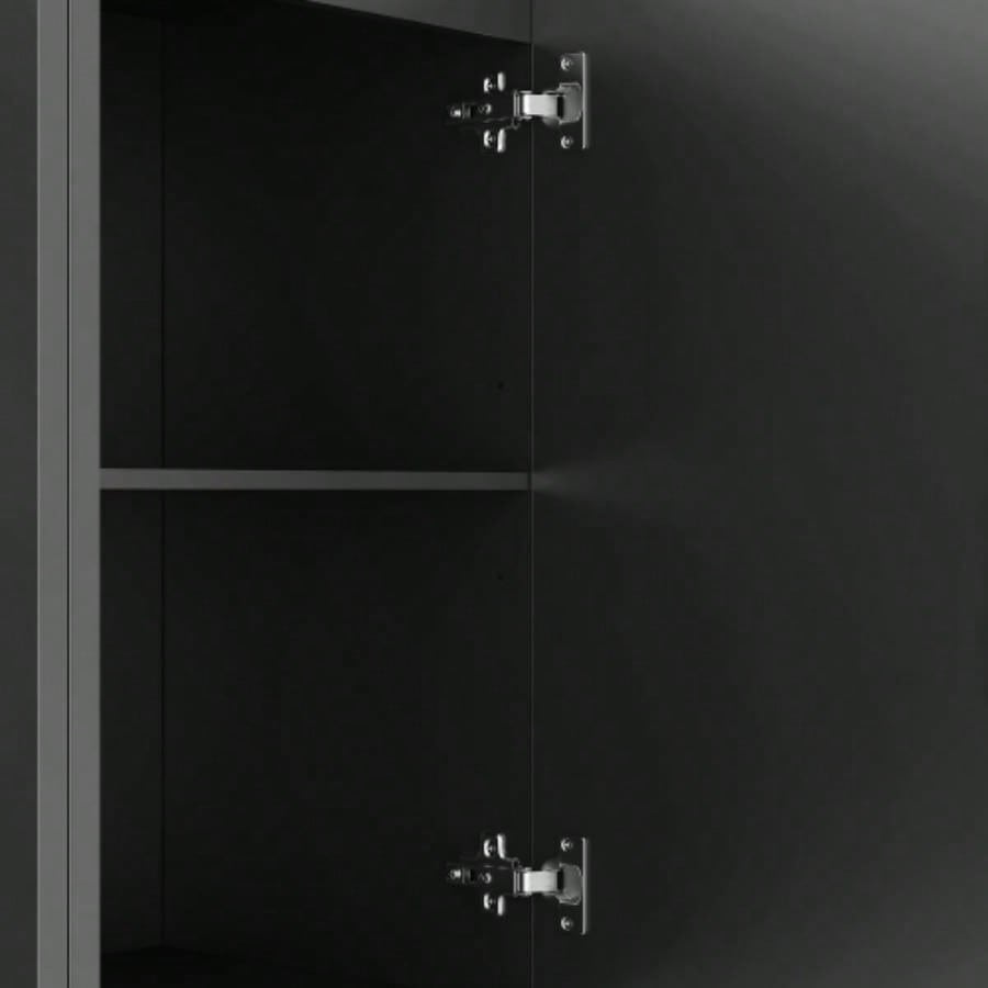 Black Modern Buffet Cabinet with Storage, Fluted Sideboard Large Buffet with Adjustable Shelves, Credenza, Accent Cabinet Console Table