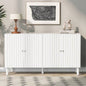 USTYLE Elegant Four - Door Sideboard with Wavy Pattern Doors, Cylindrical, and Sleek Metal Handles, Adjustable, Suitable Study, Entryway and Living Room