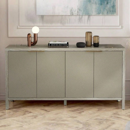 Sideboard Buffet Cabinet, 59 Storage Cabinet with Storage, Modern Wood Buffet Cabinet, Storage Cabinet with 4 Doors Adjustable Shelves Living Room, Dining Room, Kitchen and Entryway