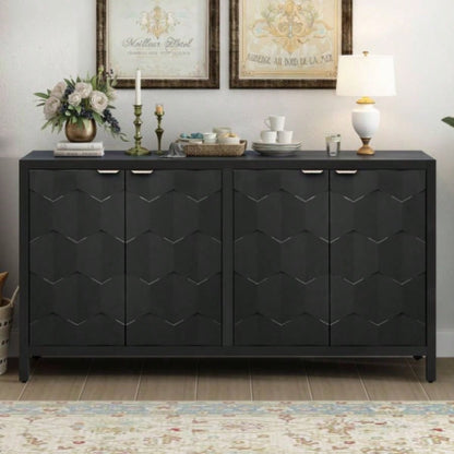 USTYLE Luxurious Four - Door Sideboard with Honeycomb Patterned Doors, Offering Ample Storage Study, Entrance and Living Room