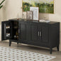 4 - Door Sideboard Storage Cabinet with Door Shelf Living Room and Dining Room, Two Large Cabinets with Adjustable Shelf, Black