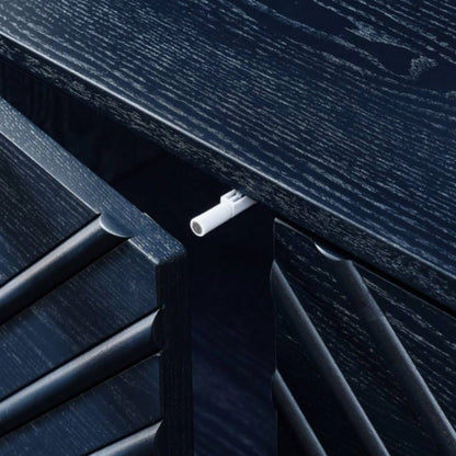 60.5 Buffet Cabinet with Storage, Farmhouse Fluted Sideboard with Geometric Pattern Adjustable Shelves, Mid Modern TV Stand Living Room Kitchen Dining Room Entryway, Blue