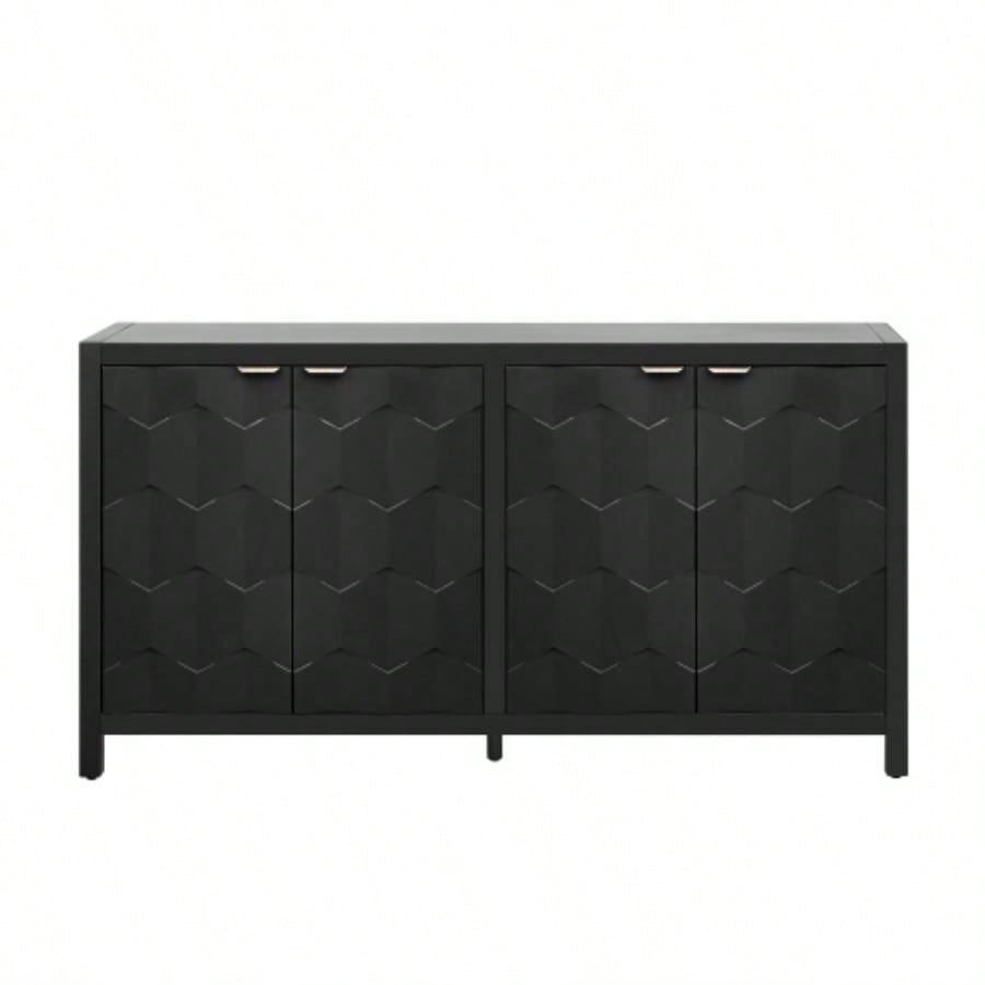 USTYLE Luxurious Four - Door Sideboard with Honeycomb Patterned Doors, Offering Ample Storage Study, Entrance and Living Room