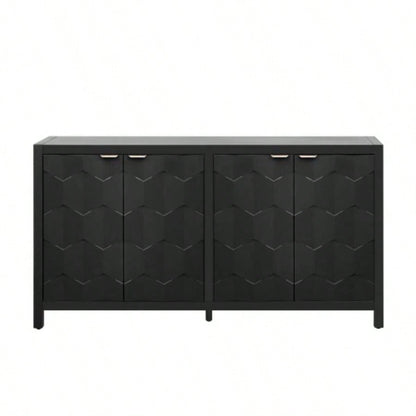 USTYLE Luxurious Four - Door Sideboard with Honeycomb Patterned Doors, Offering Ample Storage Study, Entrance and Living Room