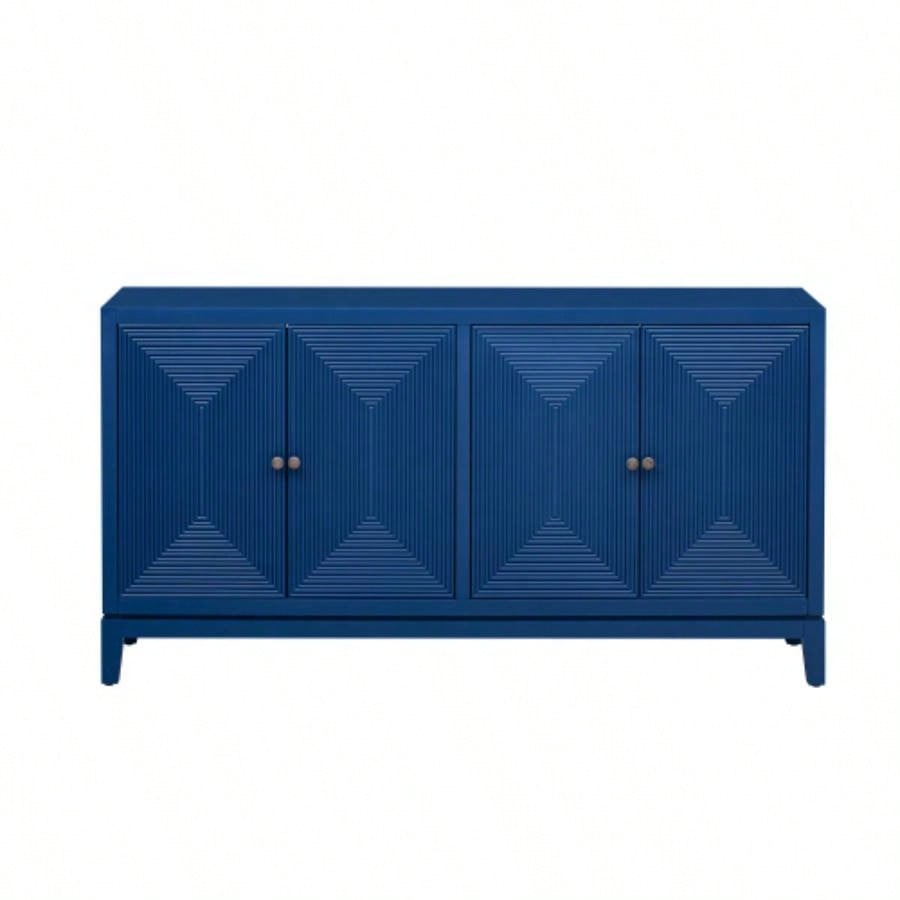 USTYLE Sleek Storage Cabinet Sideboard Buffet with Vertical Line Design, Suitable Study, Entrance and Living Room