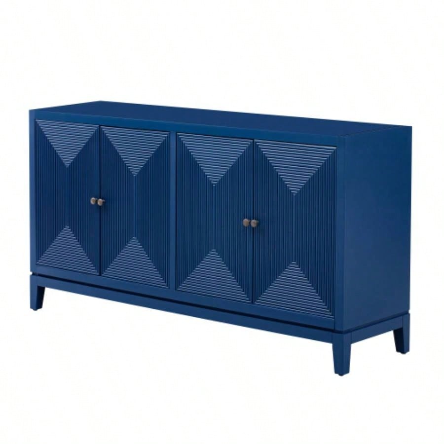 USTYLE Sleek Storage Cabinet Sideboard Buffet with Vertical Line Design, Suitable Study, Entrance and Living Room