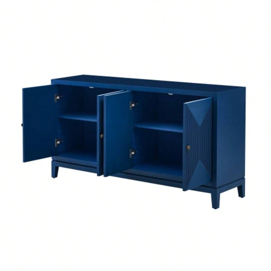 USTYLE Sleek Storage Cabinet Sideboard Buffet with Vertical Line Design, Suitable Study, Entrance and Living Room