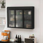 3 Door Arched Wall Mounted Glass Cabinets Kitchen, Living Room and BathroomBlack