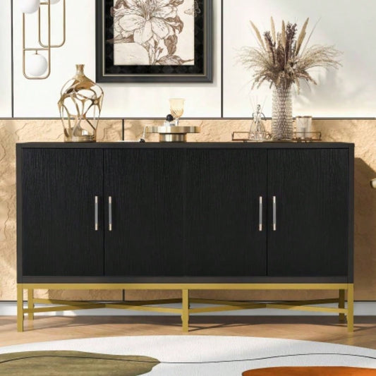 USTYLE Distinctive Features of Four - Door Sideboard with Metal and - Leg Design, Suitable Living Rooms, Entrance and Study