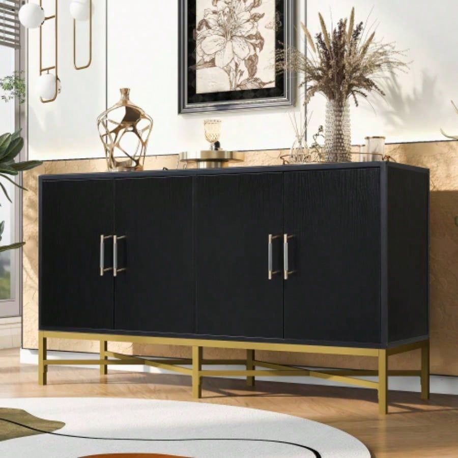 USTYLE Distinctive Features of Four - Door Sideboard with Metal and - Leg Design, Suitable Living Rooms, Entrance and Study