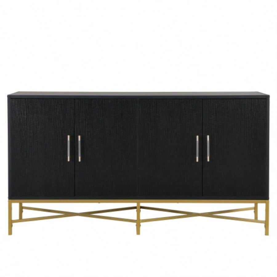 USTYLE Distinctive Features of Four - Door Sideboard with Metal and - Leg Design, Suitable Living Rooms, Entrance and Study