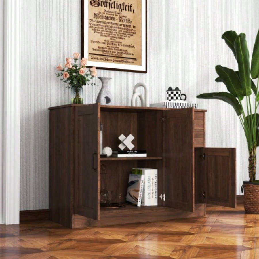Modern Wood Buffet Sideboard with 2 doors1 Storage and 2drawers - Entryway Serving Storage Cabinet Doors - Dining Room Console, 43.3 Inch