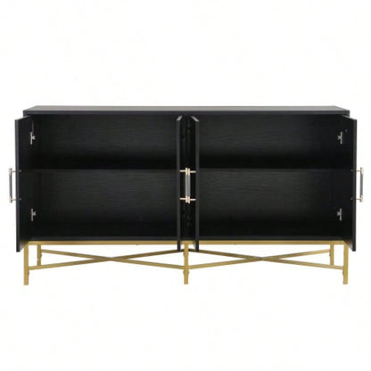 USTYLE Distinctive Features of Four - Door Sideboard with Metal and - Leg Design, Suitable Living Rooms, Entrance and Study