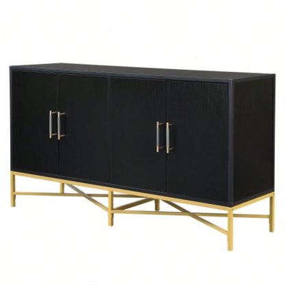 USTYLE Distinctive Features of Four - Door Sideboard with Metal and - Leg Design, Suitable Living Rooms, Entrance and Study
