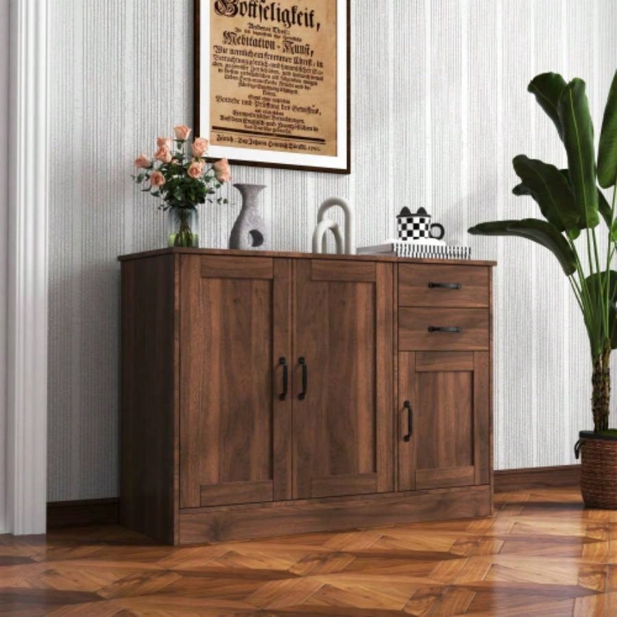 Modern Wood Buffet Sideboard with 2 doors1 Storage and 2drawers - Entryway Serving Storage Cabinet Doors - Dining Room Console, 43.3 Inch