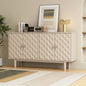 TREXM Modern 4 - door Sideboard with Convex Pattern Doors and 2 Silver Handle Living Room, Dining Room, Kitchen Almond