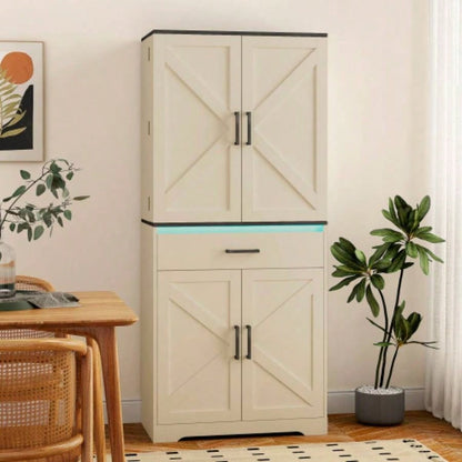 Modern Wooden Cabinet with Sturdy Frame Living Room, Entryway, Bedroom, Hallway, Office, with LEDs, with Drawer