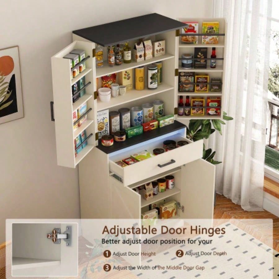 Modern Wooden Cabinet with Sturdy Frame Living Room, Entryway, Bedroom, Hallway, Office, with LEDs, with Drawer