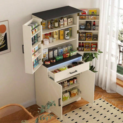 Modern Wooden Cabinet with Sturdy Frame Living Room, Entryway, Bedroom, Hallway, Office, with LEDs, with Drawer