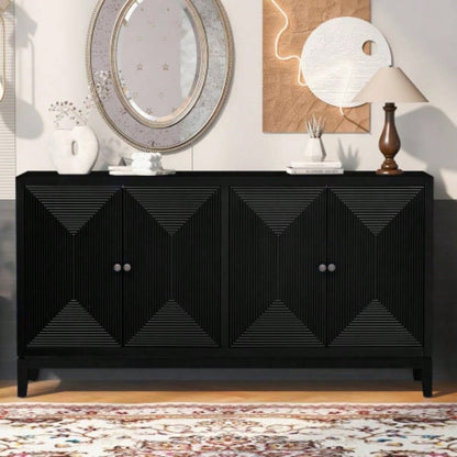 USTYLE Sleek Storage Cabinet Sideboard Buffet with Vertical Line Design, Suitable Study, Entrance and Living Room