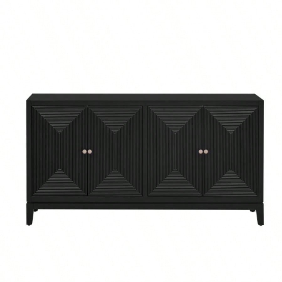 USTYLE Sleek Storage Cabinet Sideboard Buffet with Vertical Line Design, Suitable Study, Entrance and Living Room