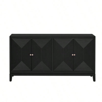 USTYLE Sleek Storage Cabinet Sideboard Buffet with Vertical Line Design, Suitable Study, Entrance and Living Room