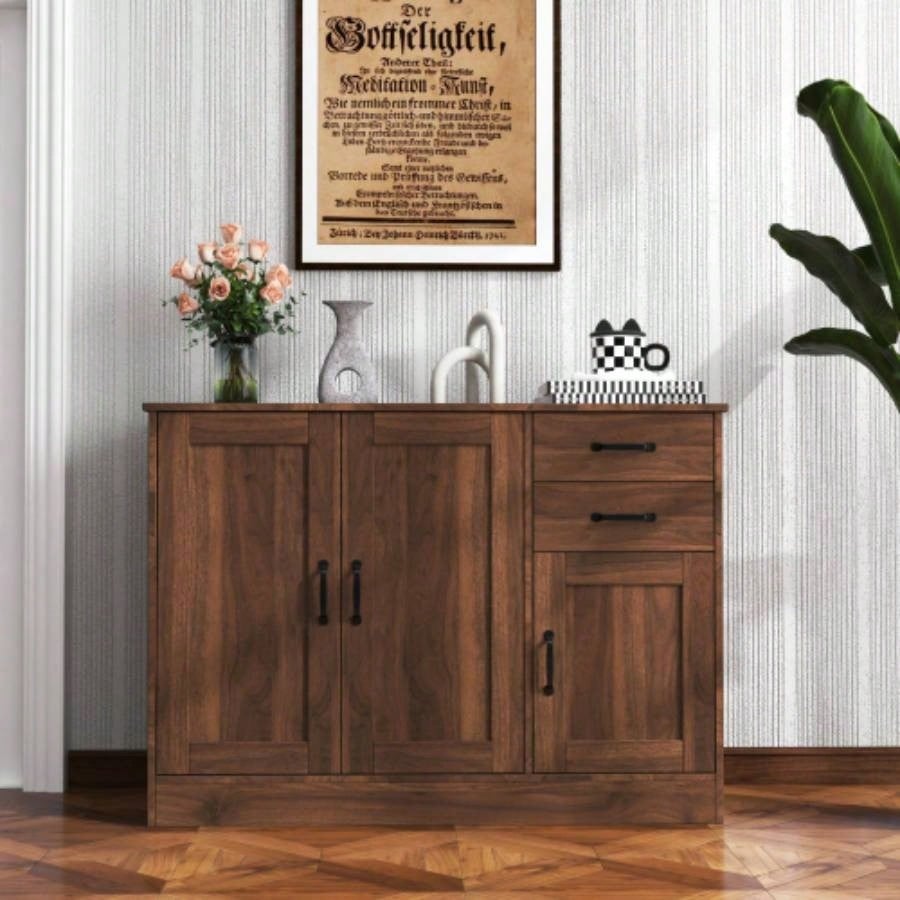 Modern Wood Buffet Sideboard with 2 doors1 Storage and 2drawers - Entryway Serving Storage Cabinet Doors - Dining Room Console, 43.3 Inch