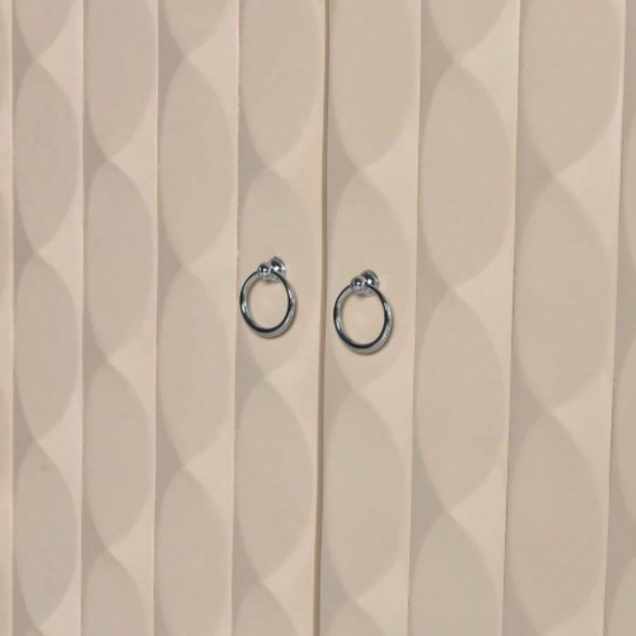 TREXM Modern 4 - door Sideboard with Convex Pattern Doors and 2 Silver Handle Living Room, Dining Room, Kitchen Almond