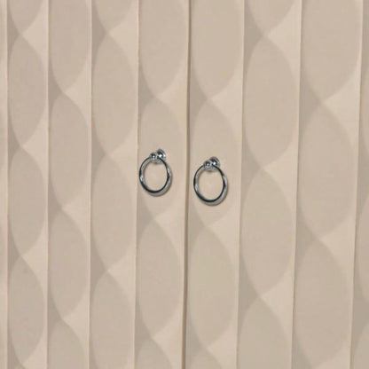 TREXM Modern 4 - door Sideboard with Convex Pattern Doors and 2 Silver Handle Living Room, Dining Room, Kitchen Almond