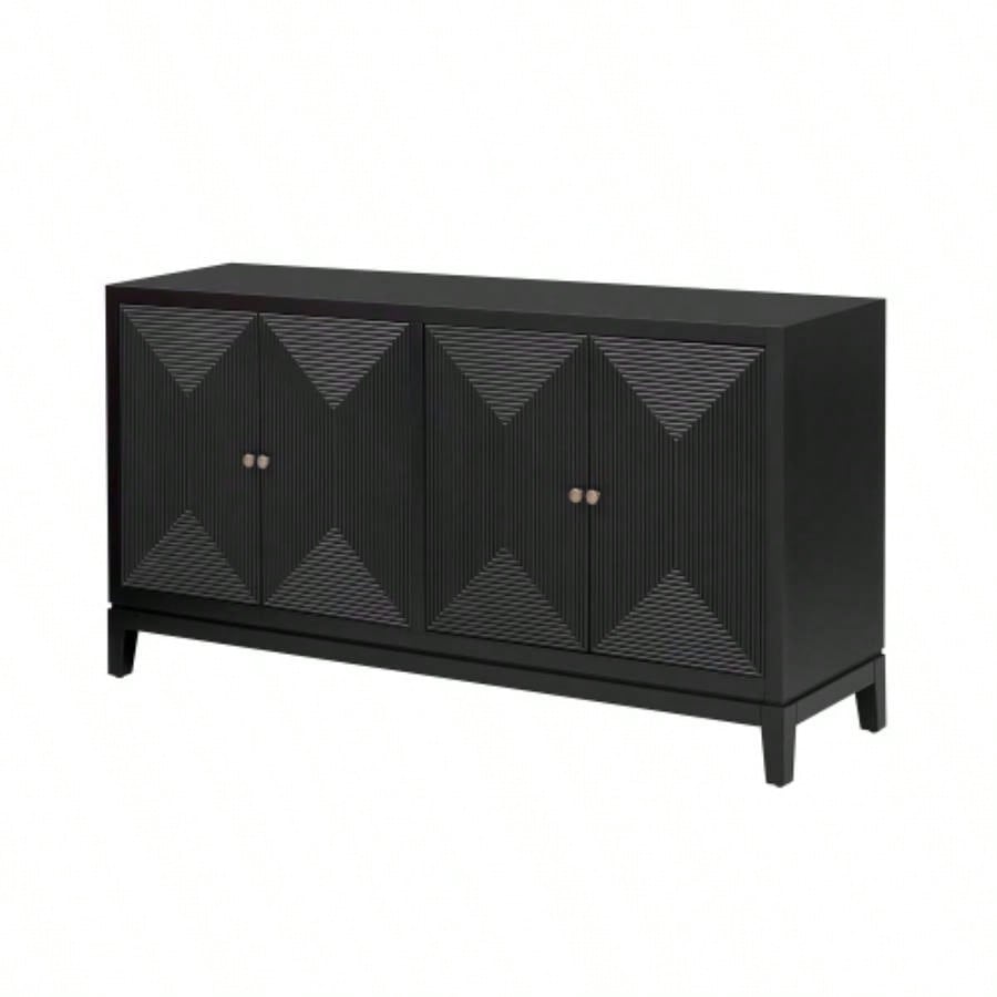 USTYLE Sleek Storage Cabinet Sideboard Buffet with Vertical Line Design, Suitable Study, Entrance and Living Room
