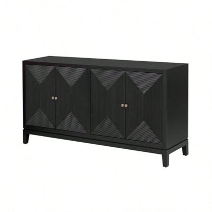 USTYLE Sleek Storage Cabinet Sideboard Buffet with Vertical Line Design, Suitable Study, Entrance and Living Room