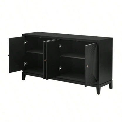 USTYLE Sleek Storage Cabinet Sideboard Buffet with Vertical Line Design, Suitable Study, Entrance and Living Room