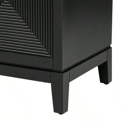 USTYLE Sleek Storage Cabinet Sideboard Buffet with Vertical Line Design, Suitable Study, Entrance and Living Room