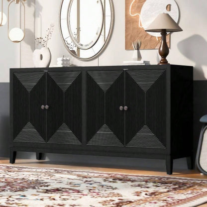 USTYLE Sleek Storage Cabinet Sideboard Buffet with Vertical Line Design, Suitable Study, Entrance and Living Room