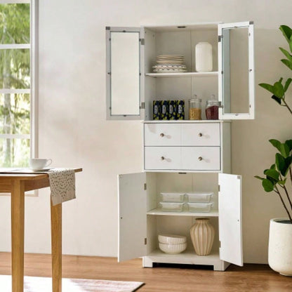 67 Tall Kitchen Pantry Cabinet with Doors and Shelves Large Stand Up Pantry Storage Cabinet with Drawer Large Food Cupboard Storage Cabinet Kitchen Bathroom Room, White