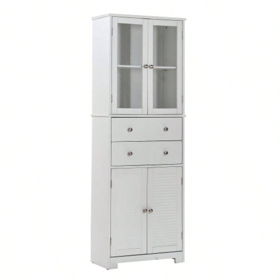 67 Tall Kitchen Pantry Cabinet with Doors and Shelves Large Stand Up Pantry Storage Cabinet with Drawer Large Food Cupboard Storage Cabinet Kitchen Bathroom Room, White