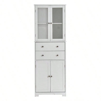 67 Tall Kitchen Pantry Cabinet with Doors and Shelves Large Stand Up Pantry Storage Cabinet with Drawer Large Food Cupboard Storage Cabinet Kitchen Bathroom Room, White