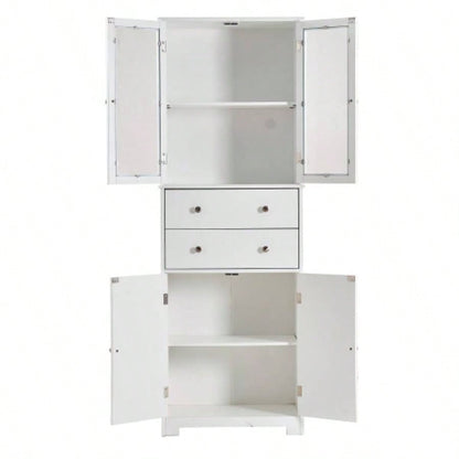 67 Tall Kitchen Pantry Cabinet with Doors and Shelves Large Stand Up Pantry Storage Cabinet with Drawer Large Food Cupboard Storage Cabinet Kitchen Bathroom Room, White