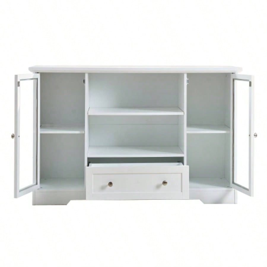 Sideboard Buffet Cabinet, 51 Large Kitchen Storage Cabinet with Drawers, Doors and Adjustable Shelves, Farmhouse Wooden Coffee Bar Kitchen, White