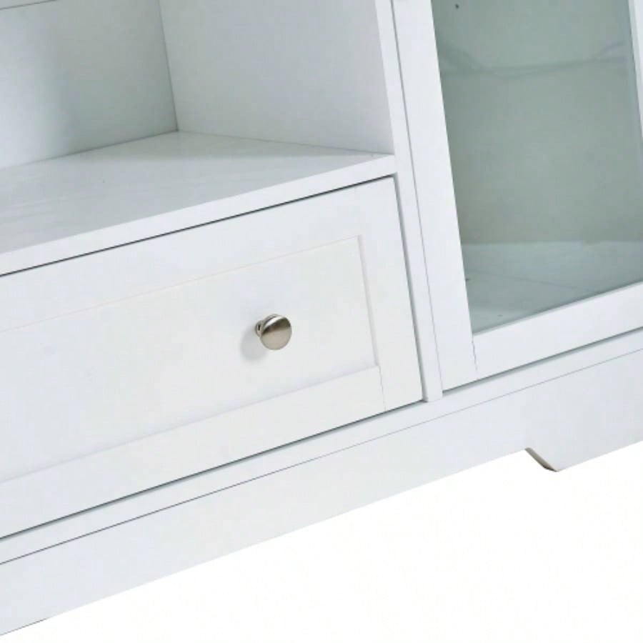 Sideboard Buffet Cabinet, 51 Large Kitchen Storage Cabinet with Drawers, Doors and Adjustable Shelves, Farmhouse Wooden Coffee Bar Kitchen, White