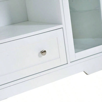 Sideboard Buffet Cabinet, 51 Large Kitchen Storage Cabinet with Drawers, Doors and Adjustable Shelves, Farmhouse Wooden Coffee Bar Kitchen, White